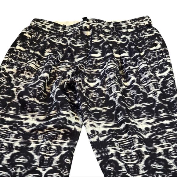 J. Crew Black and White Blurred ikat Drapey Pant size 2 - Picture 5 of 13